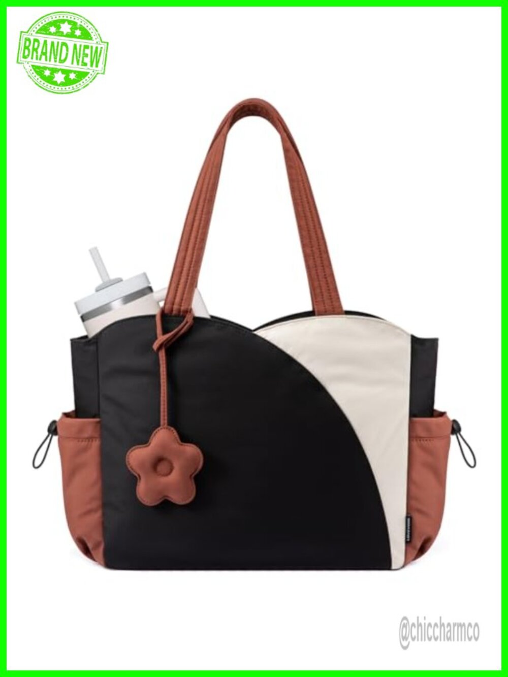 Puffer Tote Bag with Zipper, 11-Pocket Laptop Tote for Work Travel College